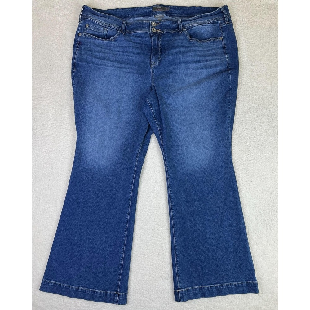 Torrid Mid Rise Flare Jeans Womens 26R Plus Blue Medium Wash Vintage Stretch